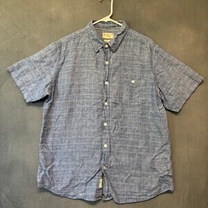 Weatherproof Vintage Washable Linen Shirt Windowpane Short Sleeve Button Down